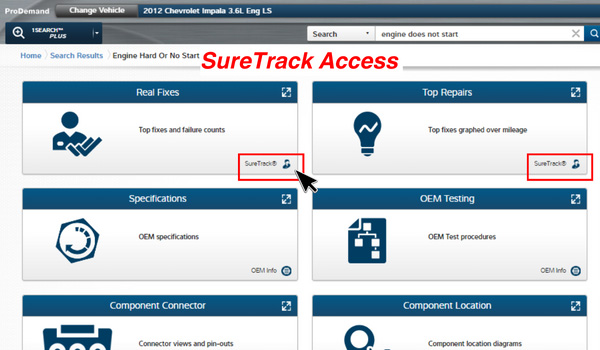 SureTrack Real Fixes from Auto Professionals with 1Search Plus