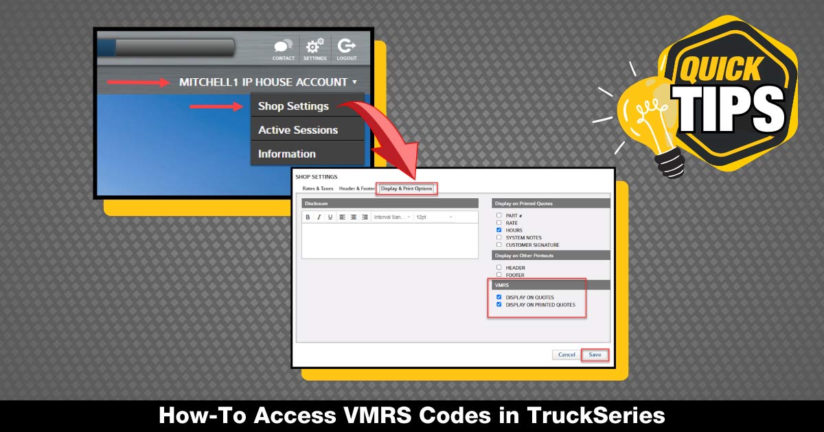 Manager SE Truck Edition, Vehicle Maintenance Reporting Standards (VMRS) codes