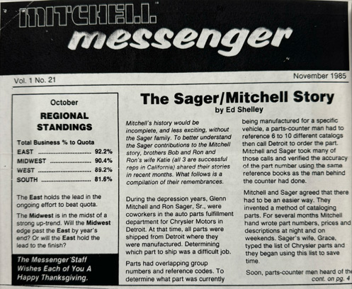 Mitchell Messenger Newsletter, Mitchell 1 History