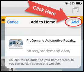 iOS add to home