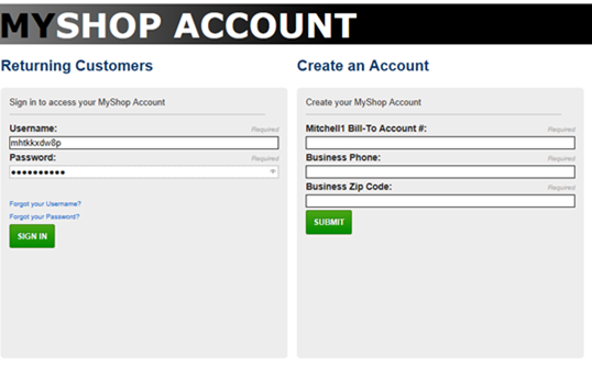 Resetting your Mitchell 1 MyShop Bill Pay Password