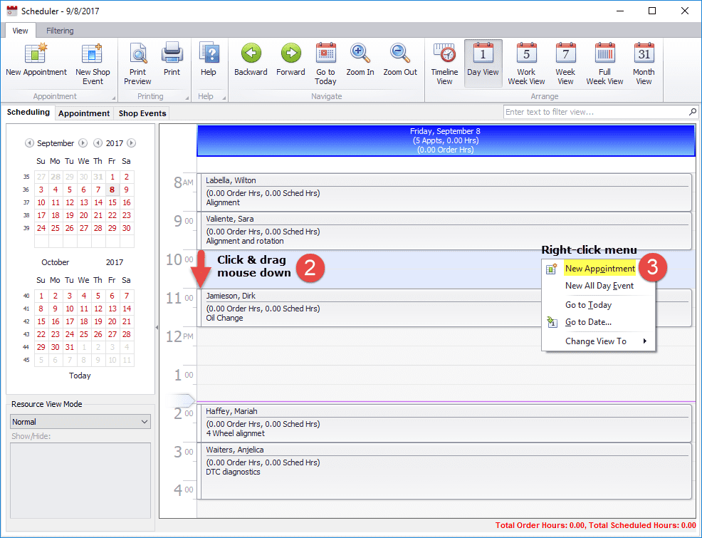 Scheduling in Mithcell 1 Manager SE Shop Management Software