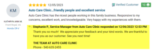 Auto Care Clinic - SocialCRM - Customer Reviews