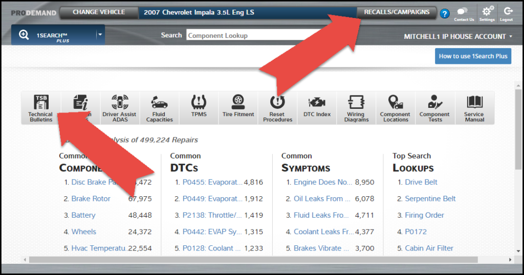 Finding TSBs, Recalls and Campaigns in ProDemand Auto Repair Information